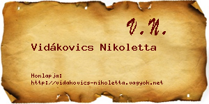 Vidákovics Nikoletta névjegykártya